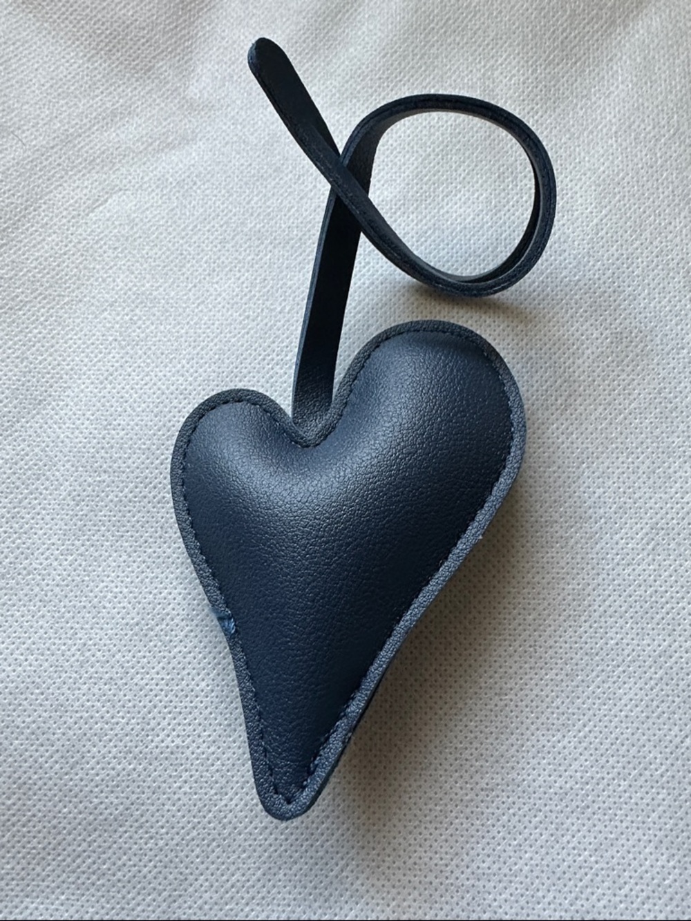 Heart-Shaped Vegan Leather Bag Charm in Deep Navy Accessory NWT Gifts